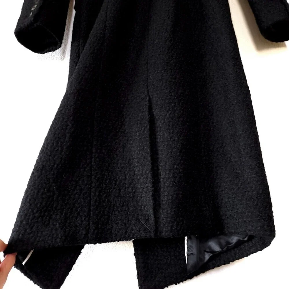 NEW L'Academie Boucle Wool Micha Long Coat Black Tailored Old Money Minimal XS - Picture 9 of 15